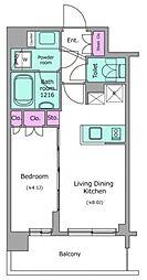 ドゥーエ菊川 1LDKの間取図画像