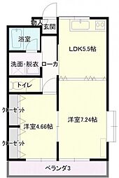 エーワイハイツ 1LDKの間取図画像