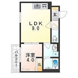 badge yata 1階1LDKの間取り