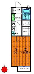 キングコーポ 2階1Kの間取り