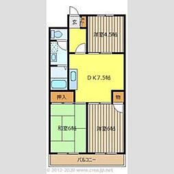 シャトル駒林 1階3DKの間取り