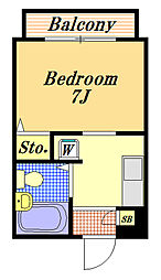 Two step 2階1Kの間取り