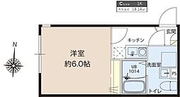レピュア蓮根レジデンス EAST棟 4階1Kの間取り