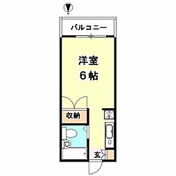 シャルム新城 1Kの間取図画像