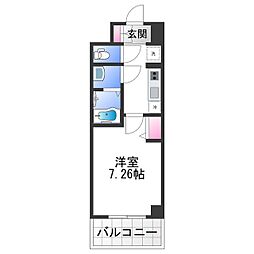 COCO-SURFRIDER 8階1Kの間取り