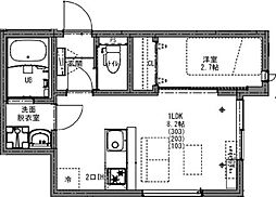 ＫＥＩＡＩ ＲＥＳＩＤＥＮＣＥ 大和田II 2階1LDKの間取り