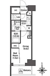 コンフォリア東新宿 1DKの間取図画像