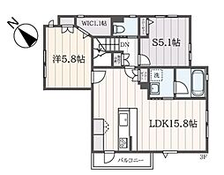 クレール・クール 3階1SLDKの間取り