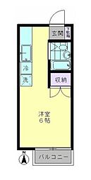 ＹＳヴィラ 2階ワンルームの間取り