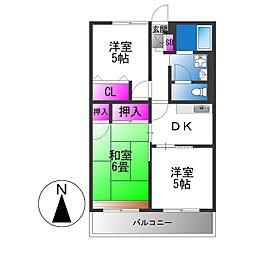 クレスト・K 3DKの間取図画像