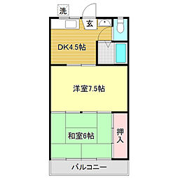 高の森コーポ 2Kの間取図画像