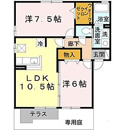 プリーズ淡路B棟 2LDKの間取図画像