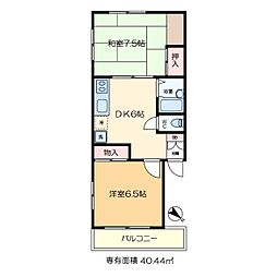 サンハイツみのり 4階2DKの間取り