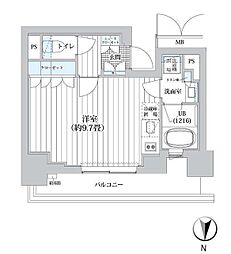 ライオンズフォーシア清澄白河 6階ワンルームの間取り