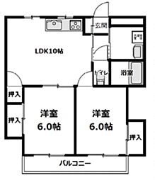 木下マンション 2LDKの間取図画像