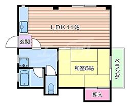 三恵吹田ハイツ 1LDKの間取図画像