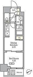 グランエール西日暮里SOUTH 1DKの間取図画像