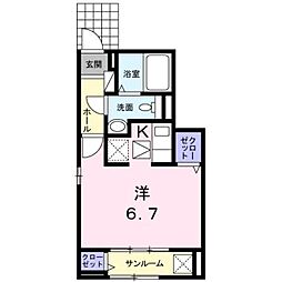 はみんぐみはら2 1Kの間取図画像