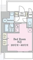 エクセルピア萩中2番館 ワンルームの間取図画像