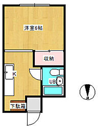 コーポフジ 3階1Kの間取り