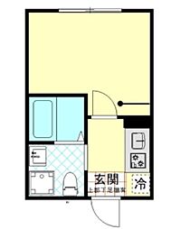 京成押上線 四ツ木駅 徒歩1分の賃貸アパート 3階1Kの間取り