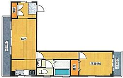 ヴィラメール古角 2階1LDKの間取り