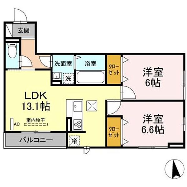 神奈川県横浜市青葉区黒須田(賃貸アパート2LDK・2階・57.69㎡)の写真 その2