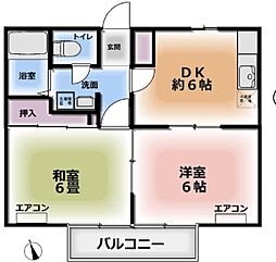 ファミールミカド 2階2DKの間取り