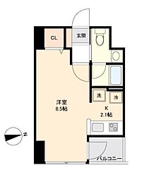 JR東北本線 仙台駅 徒歩7分の賃貸マンション 8階ワンルームの間取り