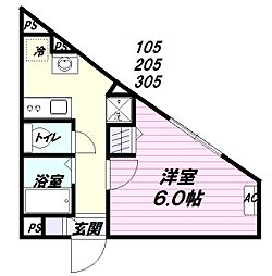 JR京浜東北・根岸線 西川口駅 徒歩7分の賃貸マンション 3階1Kの間取り