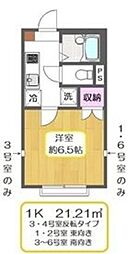 イリスフルールA 1Kの間取図画像