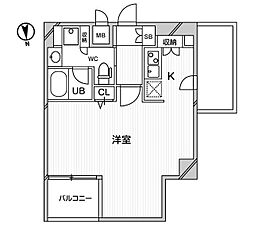 ラ・ステージ坂町 5階ワンルームの間取り