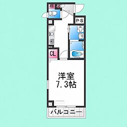 T-HOMES三国ケ丘 1Kの間取図画像