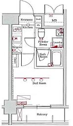 エクセリア川崎 1Kの間取図画像
