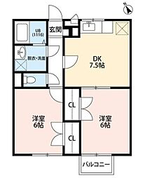 アントレ 2DKの間取図画像