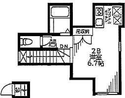 クレアシオン 2階ワンルームの間取り