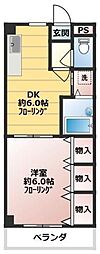 リーブル東和 1DKの間取図画像