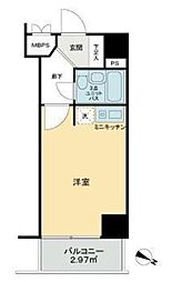 ライオンズマンション川崎貝塚第2 2階ワンルームの間取り