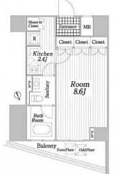 コートヒルズ広尾南 1Kの間取図画像