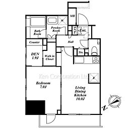 朝日マンション五反田 1LDKの間取図画像