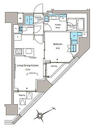 ルフォンプログレ蔵前プレミア 10階1LDKの間取り