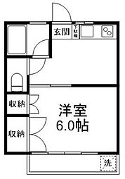 高根公団ハイツ 1階1Kの間取り