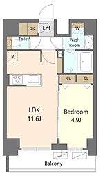 エスレジデンス新宿早稲田アヴェリス 2階1LDKの間取り