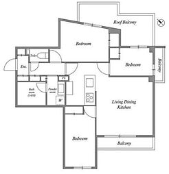 ACPレジデンス新江古田 4階3LDKの間取り