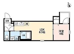 LUNA COURT(ルナコート) 1階1LDKの間取り