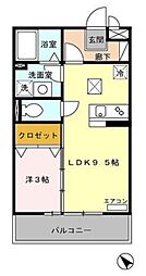 ヴィラオーヤ 1LDKの間取図画像
