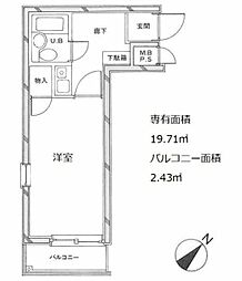 パレ・ドール東金町 1Kの間取図画像