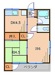第二東和荘 2DKの間取図画像