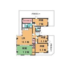 サンライズFMファーストマンション 4階4SLDKの間取り