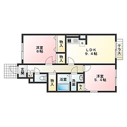 パストラーレシャルム 1階2LDKの間取り